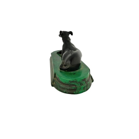 Dog Figurine Metal Greyhound Whippet on Green Marbled Base Vintage Decor - Picture 5 of 7